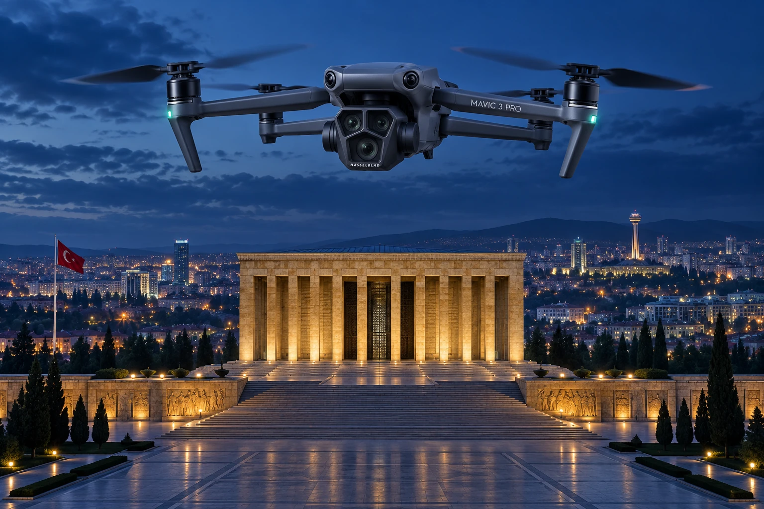 Ankara · Anıtkabir ve DJI Mavic 3 Pro illüstrasyonu