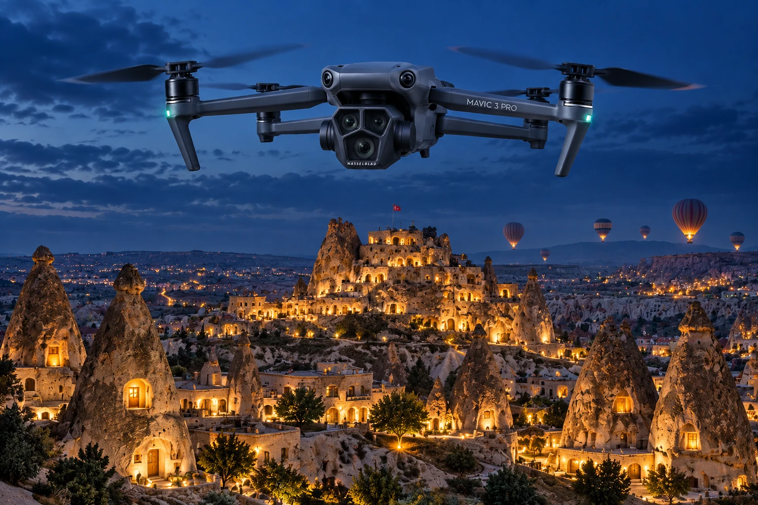 Nevşehir · Kapadokya Peribacaları ve DJI Mavic 3 Pro illüstrasyonu