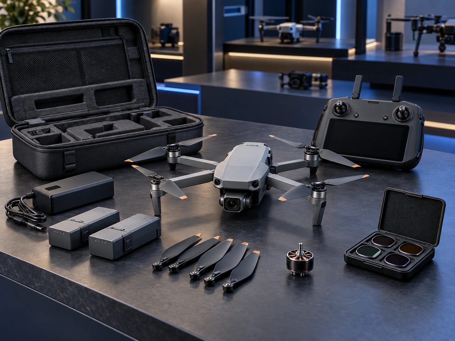 Profesyonel drone, kumanda, batarya ve yedek parça seçkisi